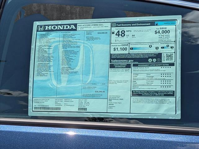new 2025 Honda Accord Hybrid car, priced at $35,090