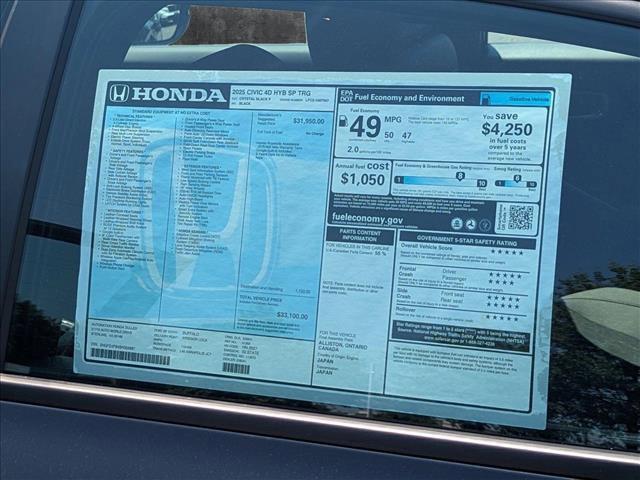 new 2025 Honda Civic Hybrid car, priced at $33,100