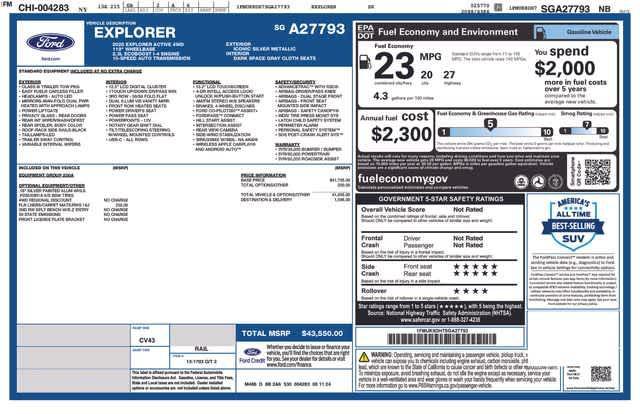 new 2025 Ford Explorer car, priced at $40,432