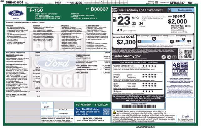 new 2025 Ford F-150 car, priced at $75,750
