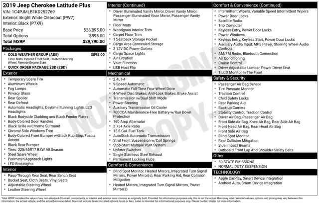 used 2019 Jeep Cherokee car, priced at $15,610