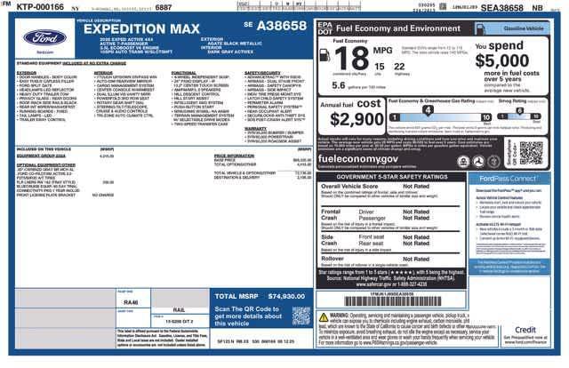 new 2025 Ford Expedition Max car, priced at $74,930