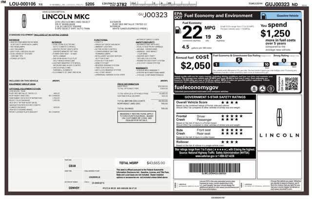 used 2016 Lincoln MKC car, priced at $10,424