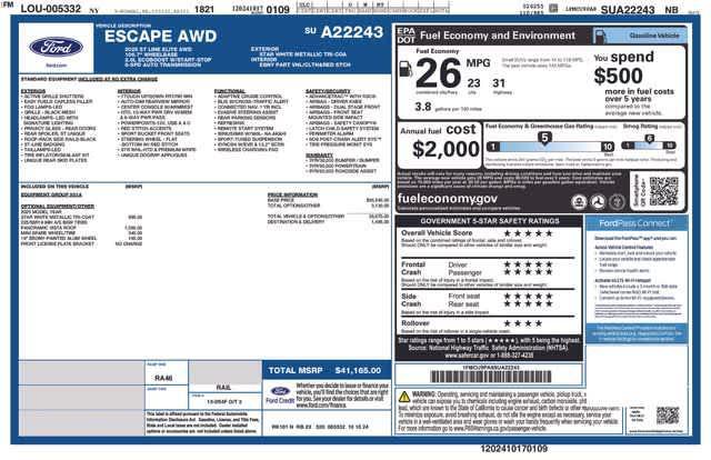 new 2025 Ford Escape car, priced at $37,605