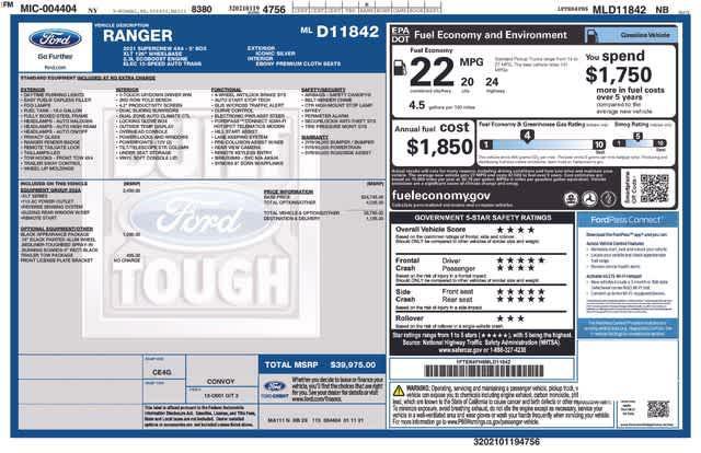 used 2021 Ford Ranger car, priced at $32,131