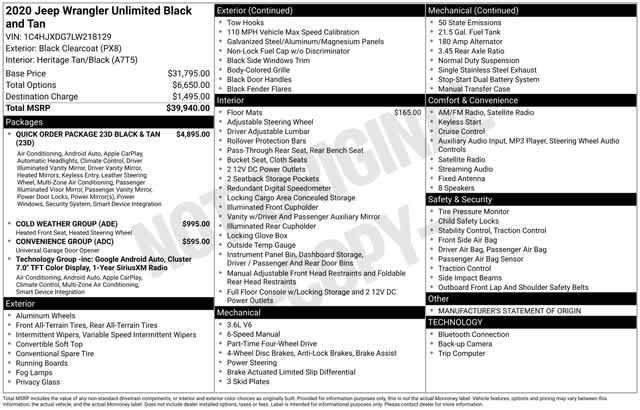 used 2020 Jeep Wrangler Unlimited car, priced at $18,302