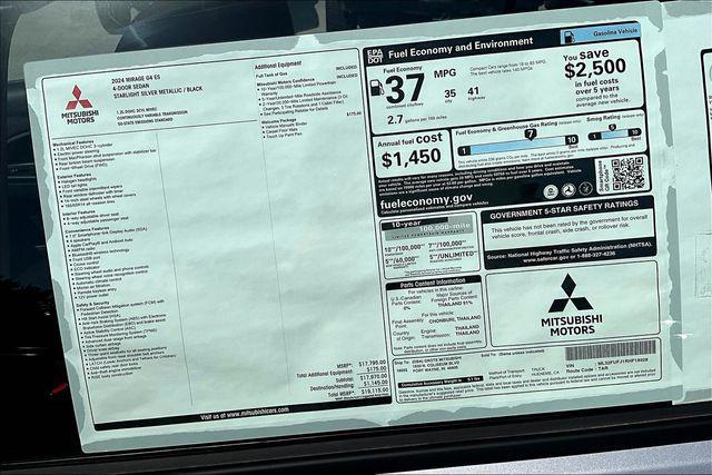 new 2024 Mitsubishi Mirage G4 car, priced at $17,999