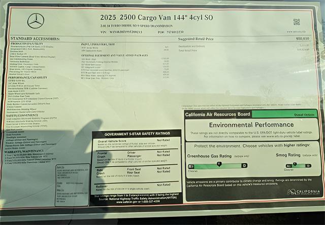 new 2025 Mercedes-Benz Sprinter 2500 car, priced at $58,624
