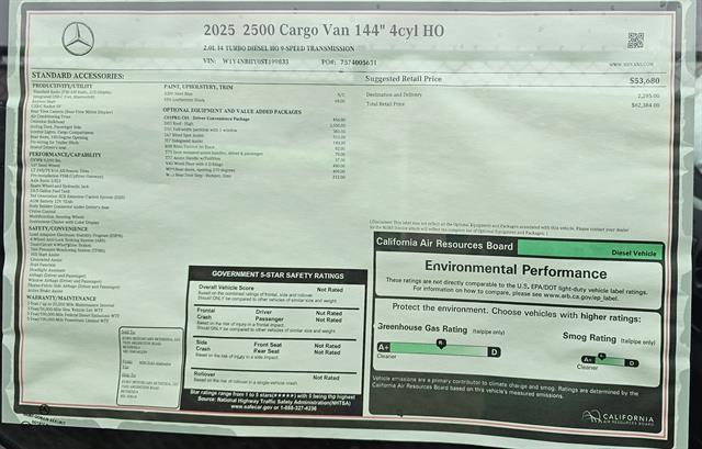 new 2025 Mercedes-Benz Sprinter 2500 car, priced at $62,384