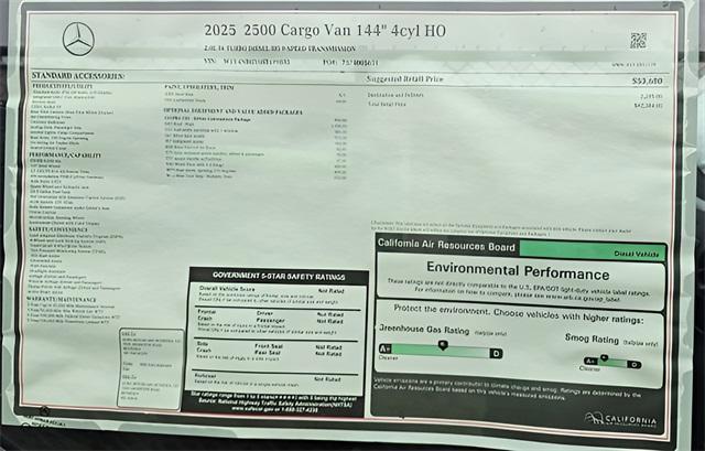 new 2025 Mercedes-Benz Sprinter 2500 car, priced at $62,384