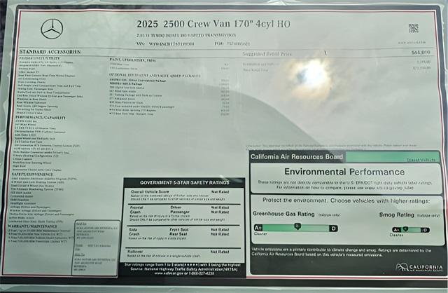 new 2025 Mercedes-Benz Sprinter 2500 car, priced at $71,598