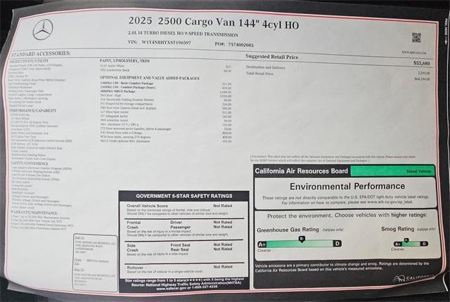 new 2025 Mercedes-Benz Sprinter 2500 car, priced at $64,194