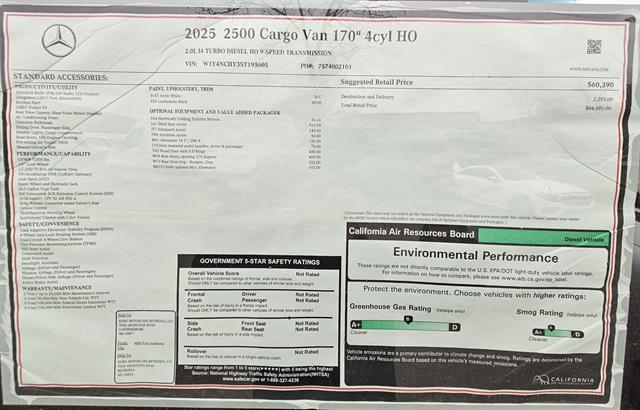 new 2025 Mercedes-Benz Sprinter 2500 car, priced at $64,690