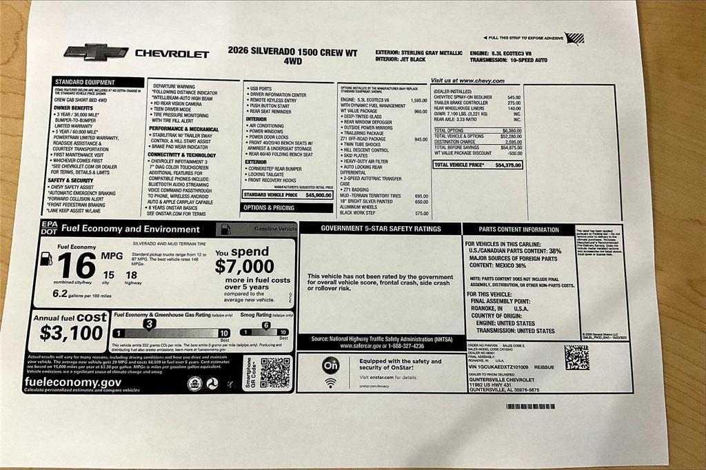 new 2026 Chevrolet Silverado 1500 car, priced at $43,625