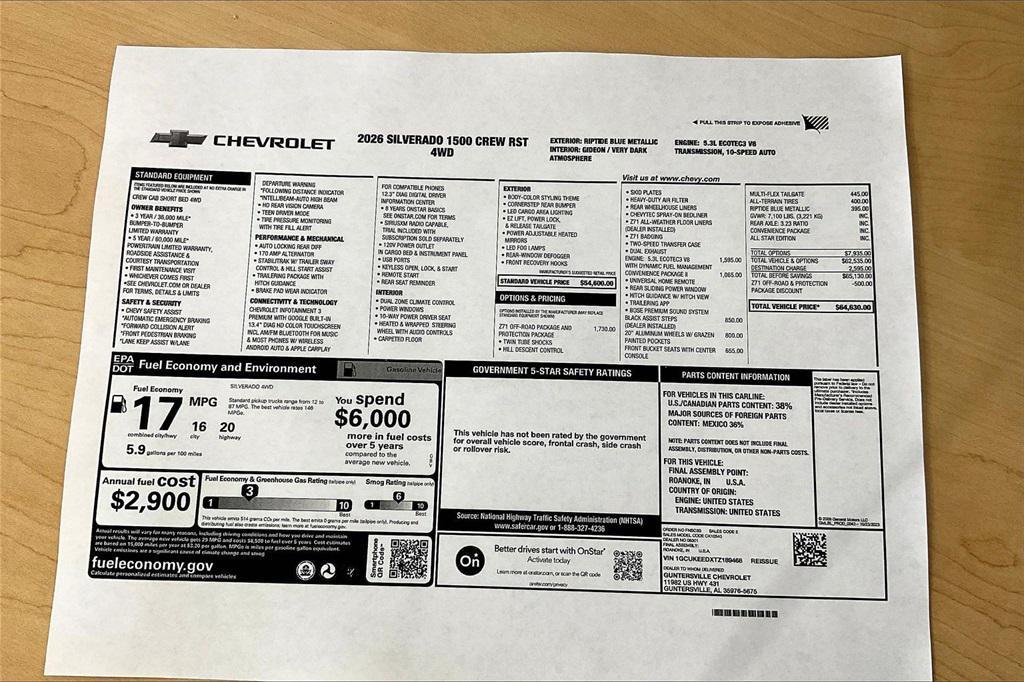 new 2026 Chevrolet Silverado 1500 car, priced at $57,380