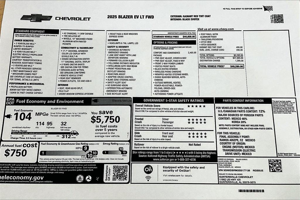 new 2025 Chevrolet Blazer EV car, priced at $41,280