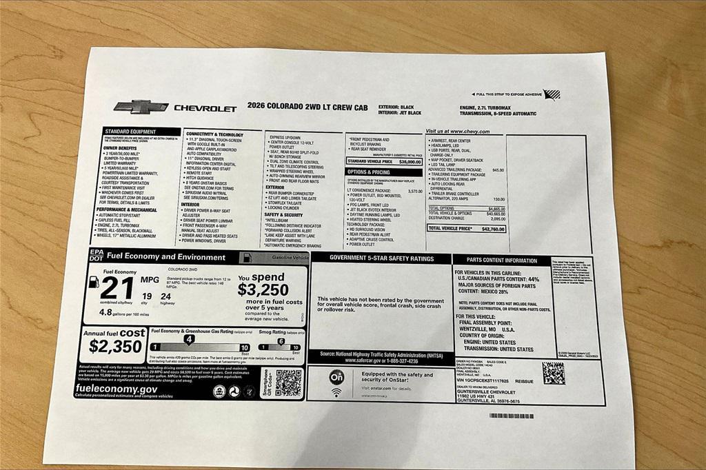 new 2026 Chevrolet Colorado car, priced at $38,760