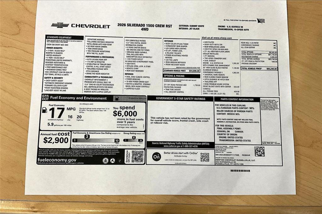 new 2026 Chevrolet Silverado 1500 car, priced at $55,490