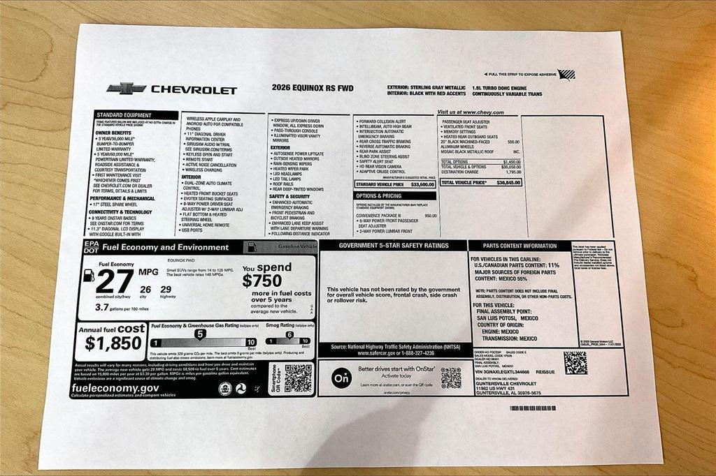 new 2026 Chevrolet Equinox car, priced at $33,845