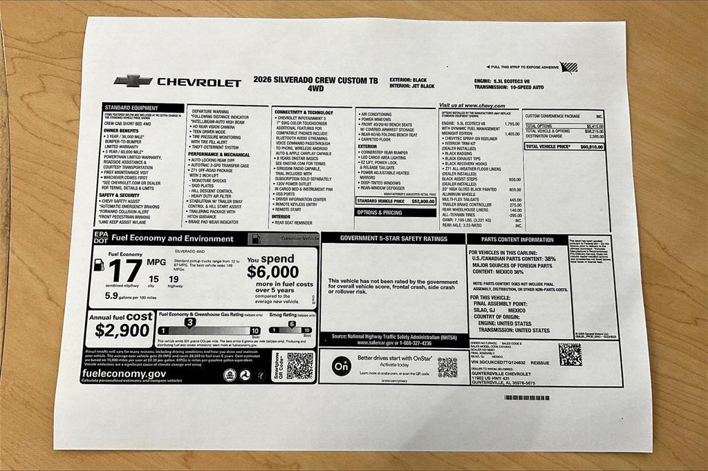 new 2026 Chevrolet Silverado 1500 car, priced at $53,060