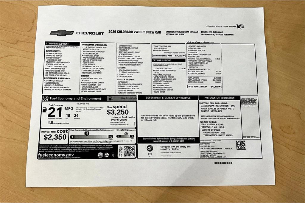 new 2026 Chevrolet Colorado car, priced at $39,235