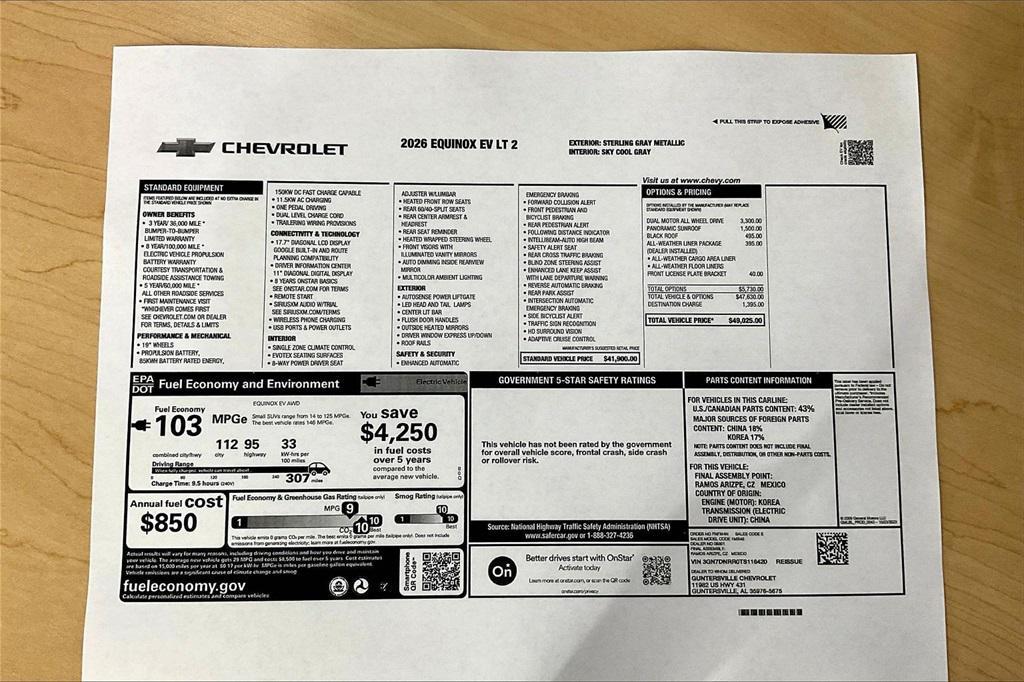 new 2026 Chevrolet Equinox EV car, priced at $46,025