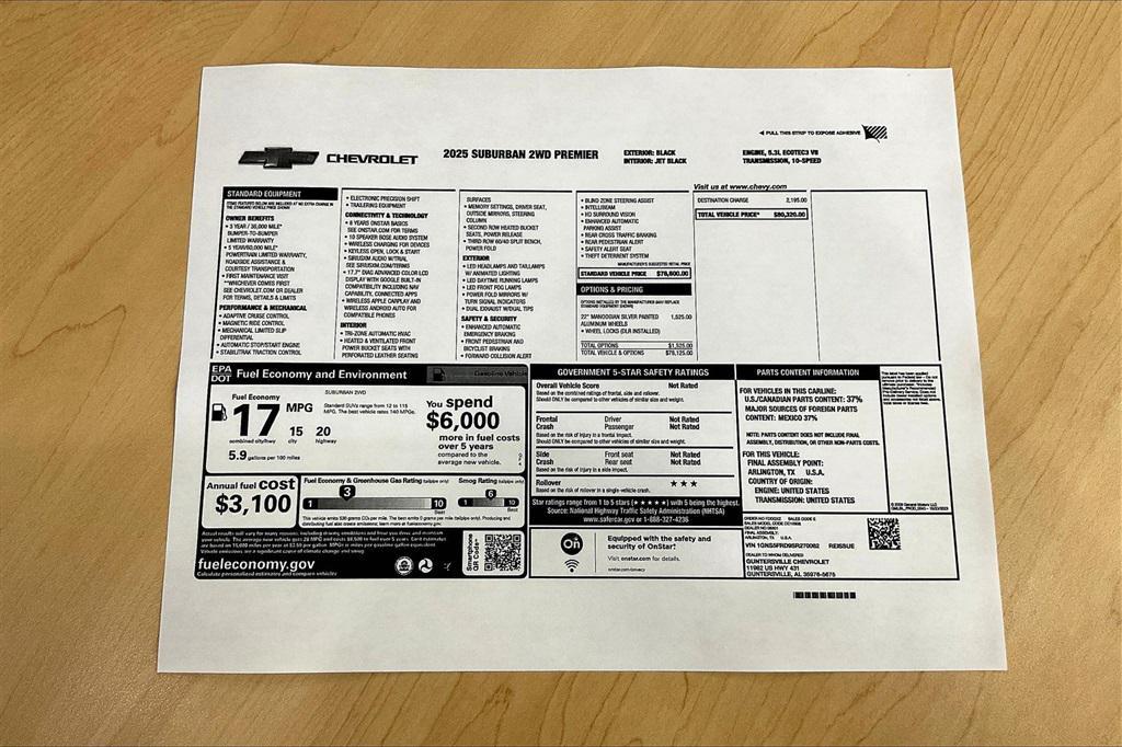 new 2025 Chevrolet Suburban car, priced at $73,820