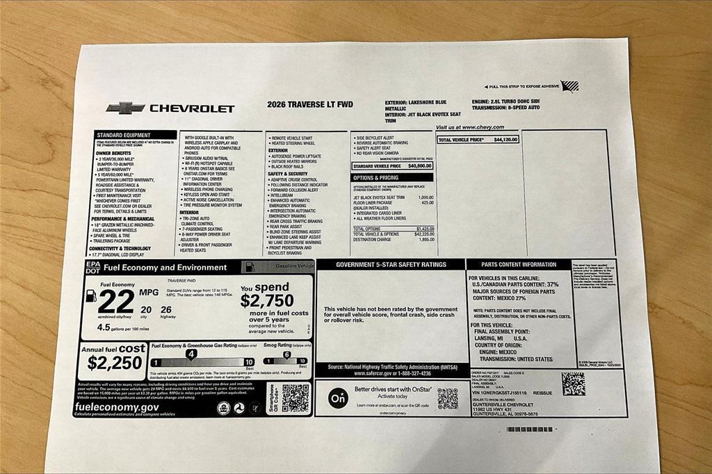 new 2026 Chevrolet Traverse car, priced at $41,620