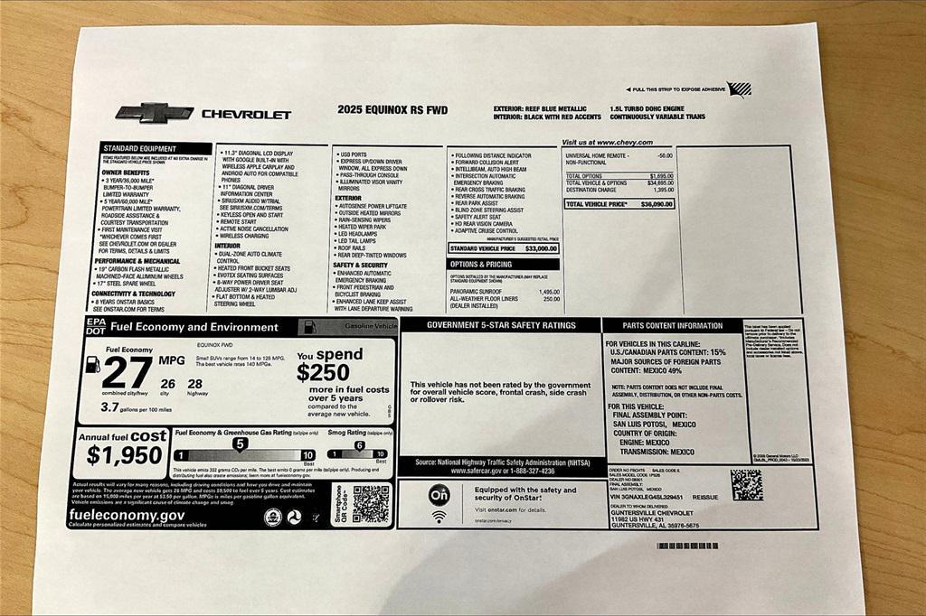 new 2025 Chevrolet Equinox car, priced at $33,090