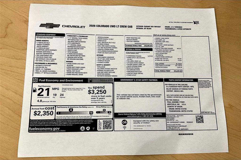 new 2026 Chevrolet Colorado car, priced at $39,255