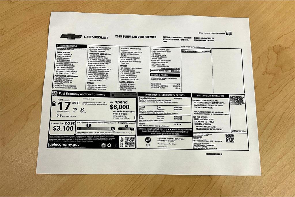 new 2025 Chevrolet Suburban car, priced at $72,095