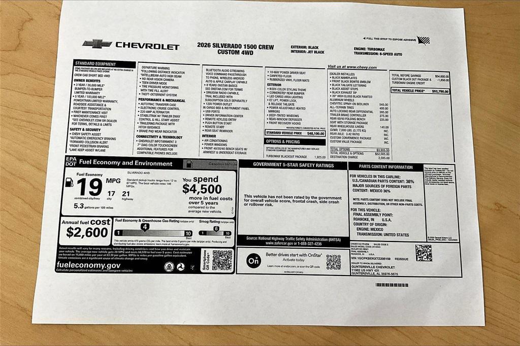 new 2026 Chevrolet Silverado 1500 car, priced at $42,750