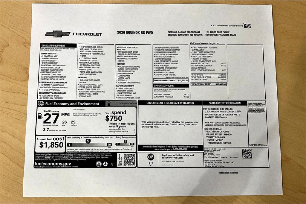 new 2026 Chevrolet Equinox car, priced at $36,140