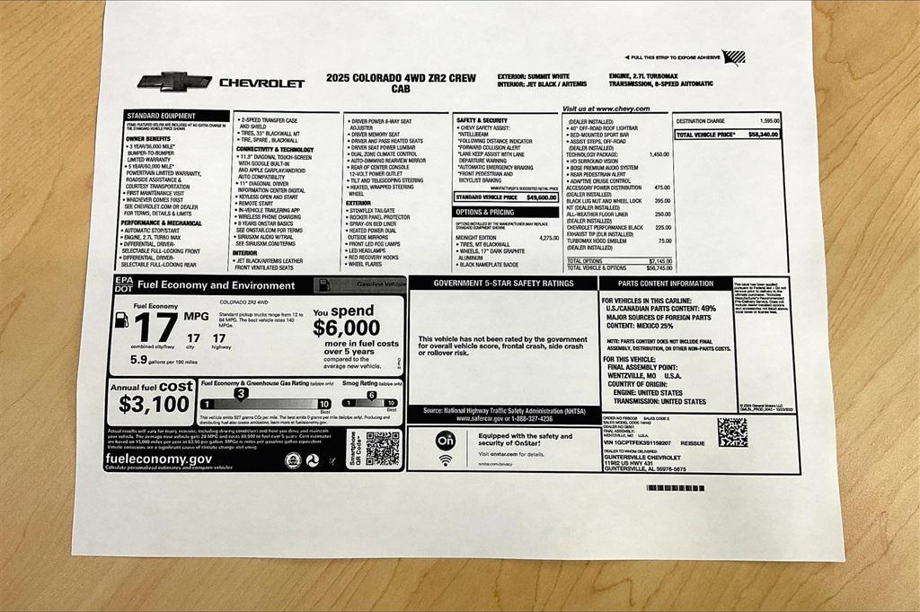 new 2025 Chevrolet Colorado car, priced at $53,840