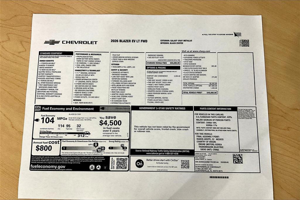 new 2026 Chevrolet Blazer EV car, priced at $48,460