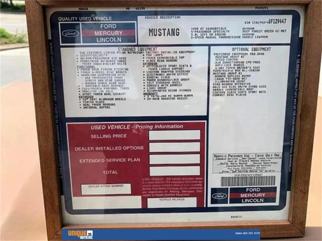 used 1995 Ford Mustang car, priced at $15,500
