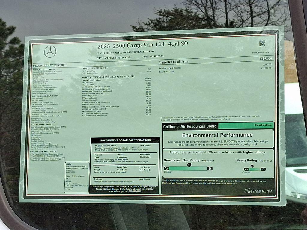 new 2025 Mercedes-Benz Sprinter 2500 car, priced at $61,871