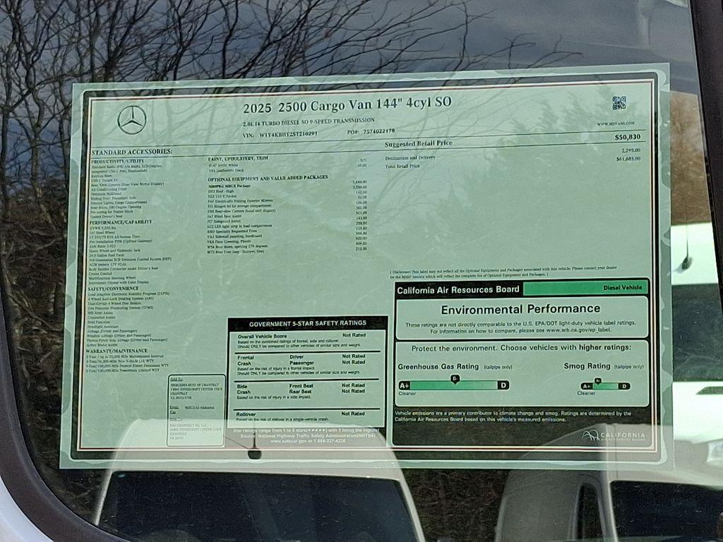 new 2025 Mercedes-Benz Sprinter 2500 car, priced at $61,685