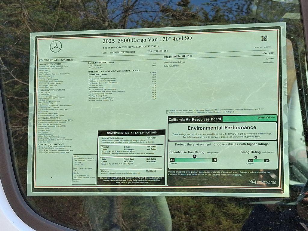 new 2025 Mercedes-Benz Sprinter 2500 car, priced at $64,800