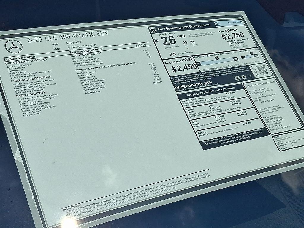 new 2025 Mercedes-Benz GLC 300 car, priced at $54,780