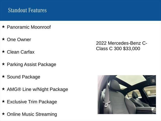 used 2022 Mercedes-Benz C-Class car, priced at $33,000