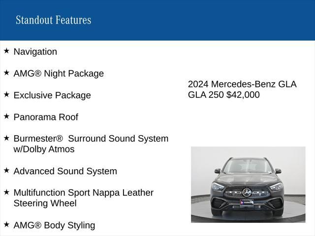 used 2024 Mercedes-Benz GLA 250 car, priced at $42,000