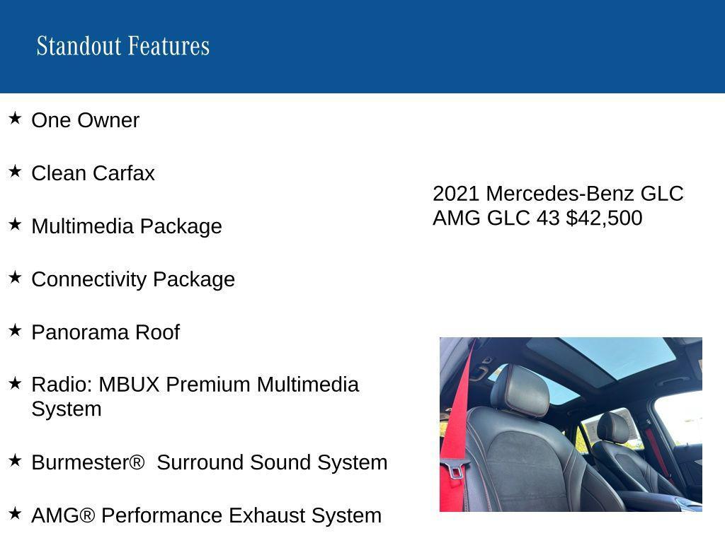 used 2021 Mercedes-Benz AMG GLC 43 car, priced at $42,500