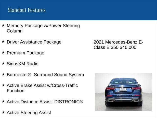 used 2021 Mercedes-Benz E-Class car, priced at $40,000