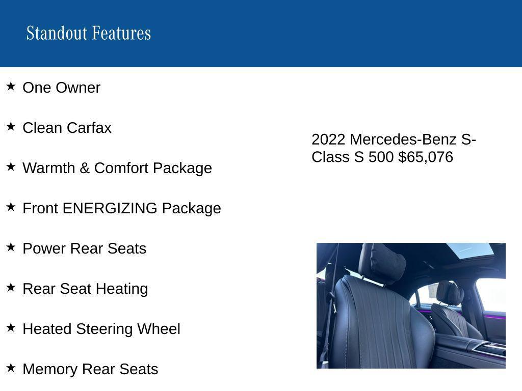 used 2022 Mercedes-Benz S-Class car, priced at $65,076