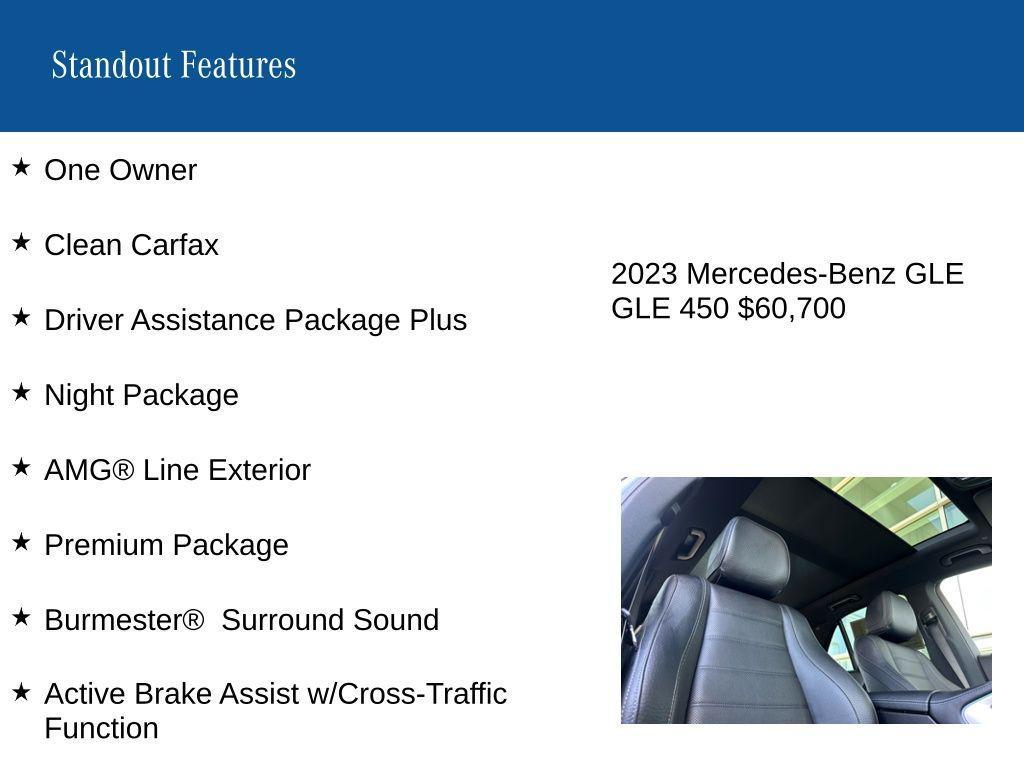 used 2023 Mercedes-Benz GLE 450 car, priced at $60,700