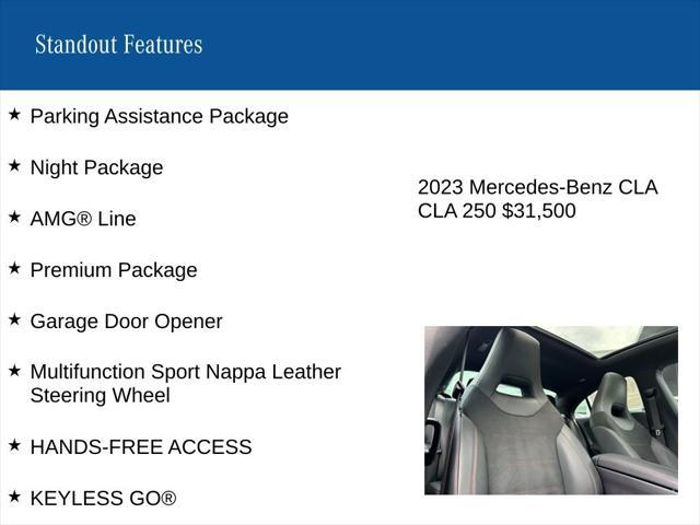 used 2023 Mercedes-Benz CLA 250 car, priced at $31,500