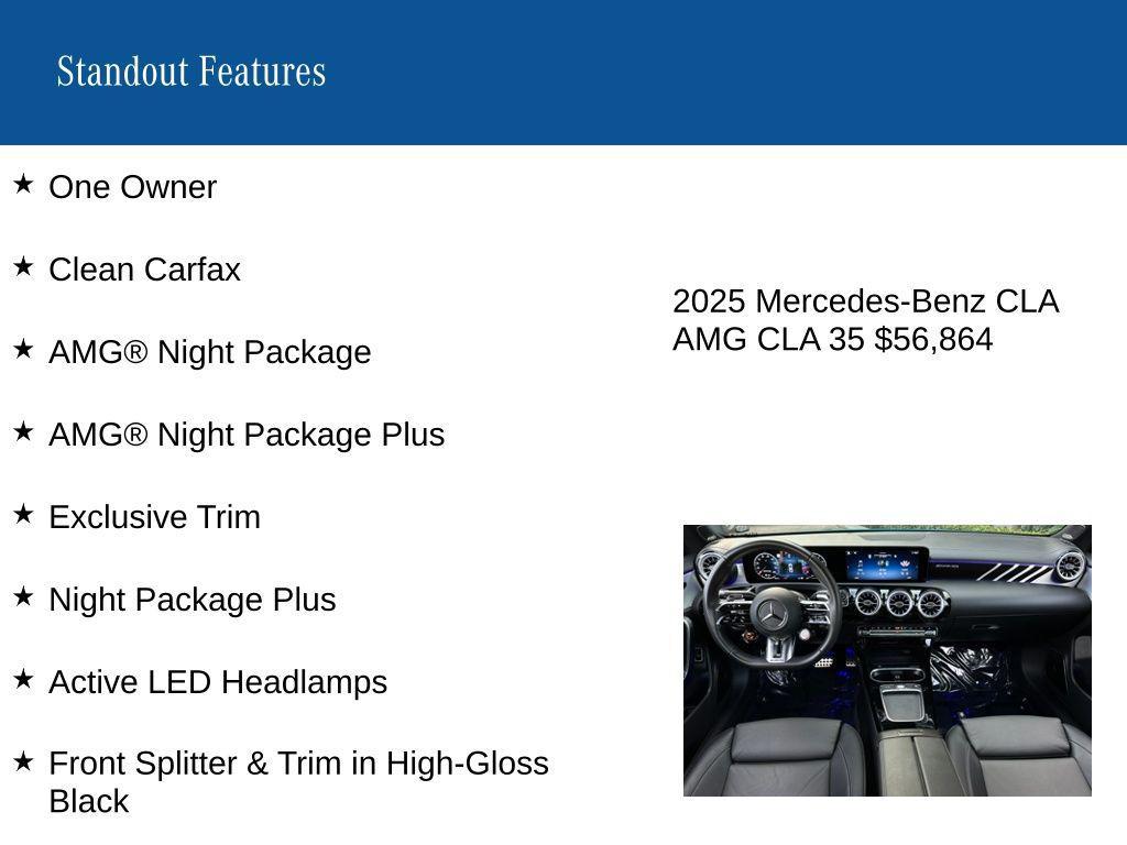 used 2025 Mercedes-Benz AMG CLA 35 car, priced at $56,864