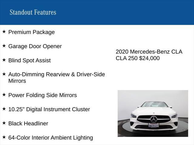 used 2020 Mercedes-Benz CLA 250 car, priced at $24,000