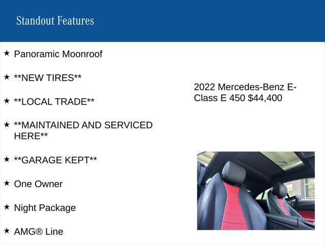 used 2022 Mercedes-Benz E-Class car, priced at $44,400